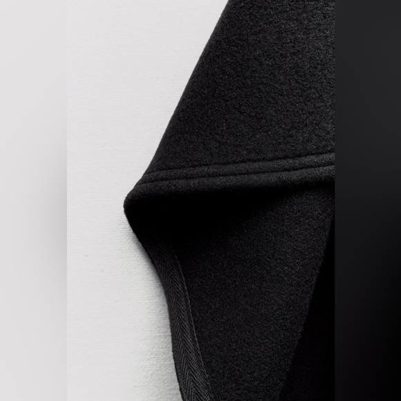 Zara HOODED WOOL CAPE. Black. One Size. New with Tags. - Picture 9 of 16